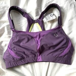 NWT Moving Comfort Brooks Juno Sports Bra 32C Purple High Impact Compression